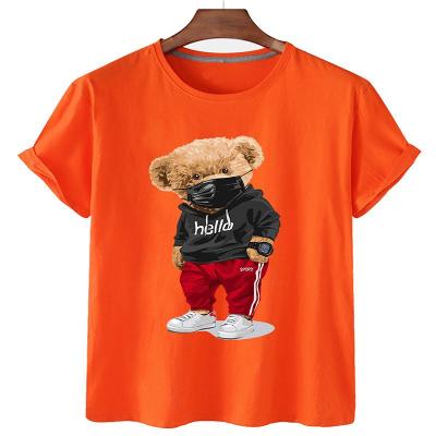 China Men's Oversized Teddy Bear Print Hip Pop Anti-Wrinkle T-shirt 100% Organic Cotton High Quality T-shirts for sale