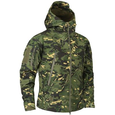 China Oversized Hooded Camouflage Zipper Tactical Military Windproof Outdoor Jackets Raincoat For Men for sale