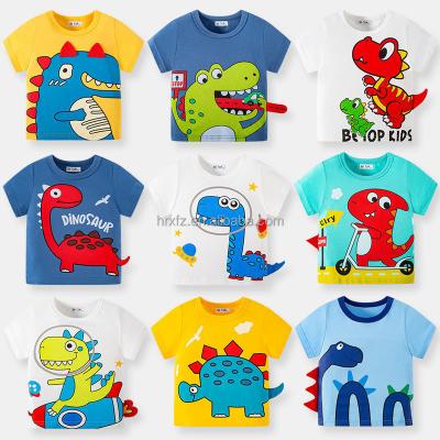 China Children's Summer O-Neck Stripe T-shirt Camouflage Cartoon Print Cotton Color Block 100% Short Sleeve T-Shirt Anti-Shrink for sale