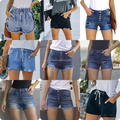 China Anti-wrinkle FaEurope and the United States women's summer new style casual jeans shorts hole smudge edge show slim soft jeans women for sale