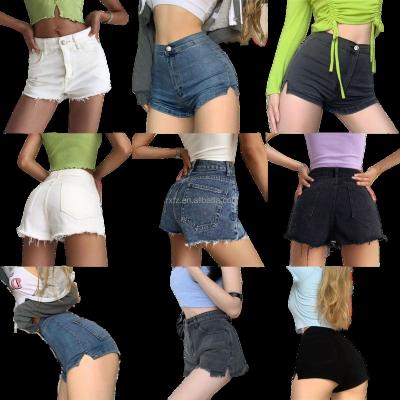 China 2022 new fashion Anti-wrinkle women's summer soft high waist stretch jeans broken hot pants women wholesale for sale