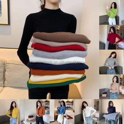 China 2022 autumn and winter anti-wrinkle high quality slim fit women's sweater fashion color o-neck pullover sweater for sale