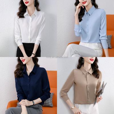 China Hot 2022 Anti-wrinkle blouses long sleeve pure high-grade silk blouses manufacturers business direct sales for sale