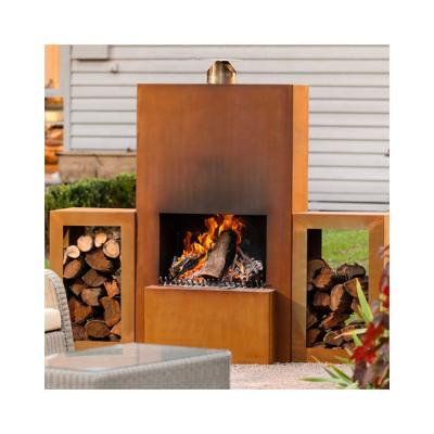 China Corten Steel BBQ Outdoor Wood Burning Grill Metal Firepit Backyard Patio Garden Charcoal Brazier Stove Stocked Square for sale