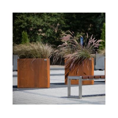 China Custom made Corten steel flower pot flower pot vertical vertical outdoor decorative factory the tall large corten steel flower pot for sale