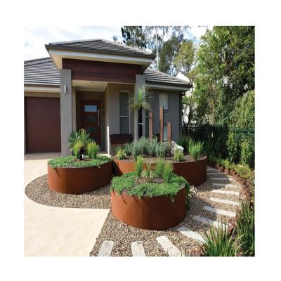 China Custom Made Corten Steel Large Garden Flower Pot Planter Cylinder Stainless Steel Outdoor Flower Pots for sale