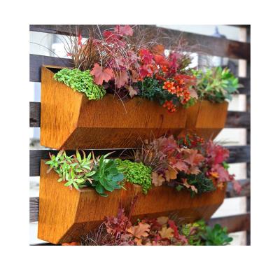 China Custom Made Custom Wall Mounted Vertical Garden Planter Pot Metal Flower Outdoor Vertical Garden Pots for sale