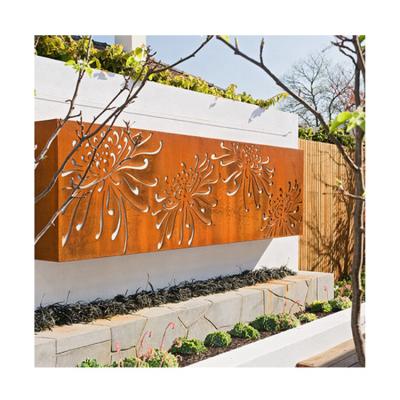 China Minimalist Custom Laser Cut Outdoor Wall Art Hanging Screens Metal Flower Wall Art Decoration for sale