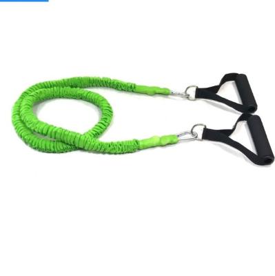 China Logo: Customized Whole Sale Fitness Fabric Covered Pull Up Resistance Tube Bands With Handles For Exercise for sale