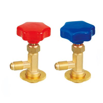 China Brass Body Can Type Refrigerant Valve Hand Valve Bottle Valve For R22 R134A for sale