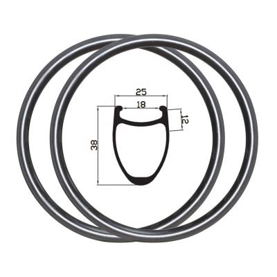 China Road Bikes GoFast OEM Factory Carbon Anvil Rim 25mm Disc Brake Road Wheels 38mm Depth Super Lightweight Carbon Anvil Rims For Road Bicycle for sale