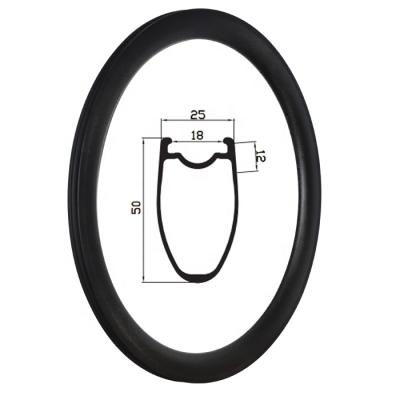 China Road Bikes GoFast OEM Factory Toray T700 T800 Carbon Fiber Full Rims 50mm Carbon Rim Disc Tubeless 36 Holes 25mm Wide For Road Bicycle for sale