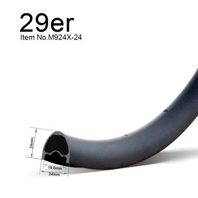 China GoFast Lightcarbon 24mm Wide 24mm Deep Tubeless Mtb Ready Carbon Mountain Bikes Rims Bicycle Rim 29 Mountain Bike for sale