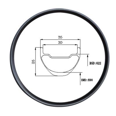 China New and Hot GoFast UD 3K 12K Full Carbon Hookless Ball Carbon Mountain Bikes Rims Light 35mm Width 25mm Depth Super Carbnon Rims for sale