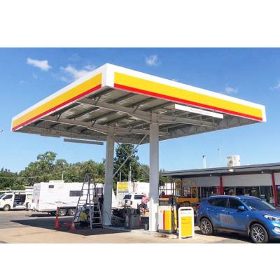 중국 Structural Metal Roof Covering Canopy Prefab Steel Structure Gas Station Canopies For Sale 판매용