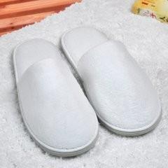 China Fluweeldikte Eva Hotel Style Slippers, Witte Towelling-Pantoffels voor Badkamers Te koop