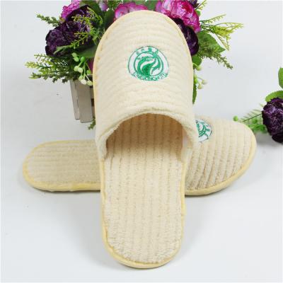 China Light Yellow / White Towelling Slippers , Close Toe Disposable Slippers For Guests for sale