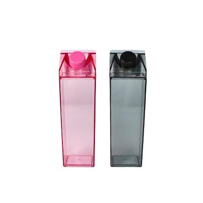 China Sustainable Reusable Drinking Bottles 450ml ML BPA Free Plastic Clear Square Bottled Water Bottle With Leak Proof Lid for sale