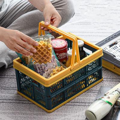 China Plastic Foldable Shopping Trolley Basket Supermarket Basket Wholesale Shopping for sale