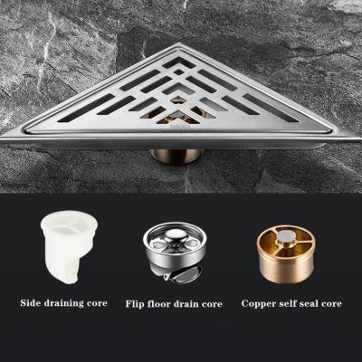 China Modern Corner Triangle Bathroom Floor Drain Air Freshener Dish Rack Hotel Engineering Hair Hook for sale