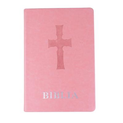 China paper & Cheap Beautiful Cardboard Pink Spanish Bible with Binding Hardcover Bible Sewing Printing for sale