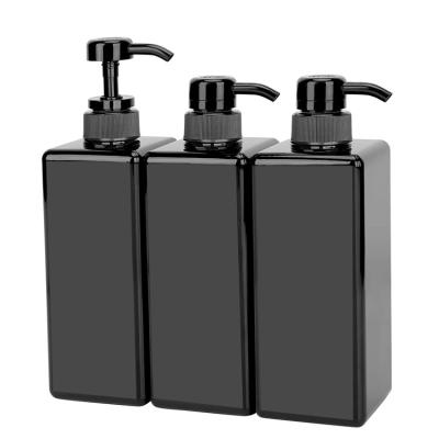 China Hand Wash 250ml 450ml 650ml Square Black Cosmetic Pump Bottles For Soap Empty Shampoo Foam Lotion Skin Care Gel Shower Plastic Bottle for sale