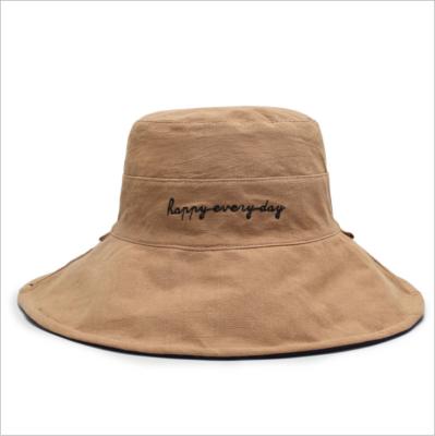 China Wholesale Popular Character Double Sided Big Brim Sun Bucket Hat Embroidery Logo Hat Black Bucket Hat For Women for sale