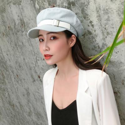 China High Quality New Fashion Cowboy Hat Navy Cap Flat Surface Snapback Army Cap Military Lady Women Denim Hat COMMON Hat With Belt Buckle for sale