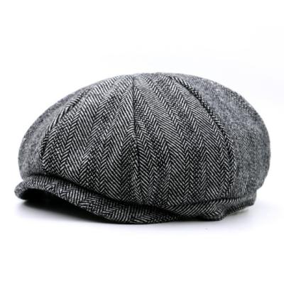 China Picture OEM Service Custom Wool Winter Ivy Hats Short Brim Berets 100% Men Covers Blank Wool Beret for sale