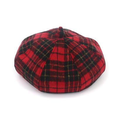 China Painter Beret Hat of the new European foreign trade woolen hat universal autumn and winter women's plaid and American retro beret for sale