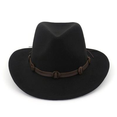 China Wide Brim Women's Character Panama Hat Buckle Woolen Buckle Classic Wide Fedora Hat Women's Wide Brim for sale