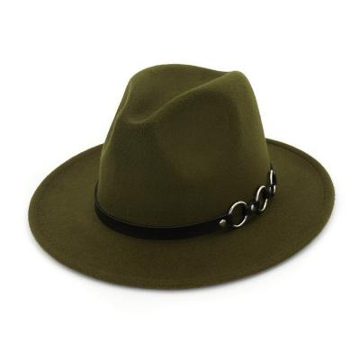 China Classic Character Wide Brim Panama Hat Belt Buckle 100% Wool Felt Soft Wool Fedora Hat for sale