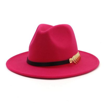 China High Quality Wholesale Jazz Hat Vintage Band Character Leather Belt Panama Brim Women Felted Hat Wide Brim Hat for sale