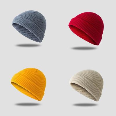 China COMMON Bowler Hat Beanie Hat Slouchy Cuffed Short Solid Color Winter Knit Hat Men Women Fashion Knitted Fisherman Hat China Manufacturer for sale