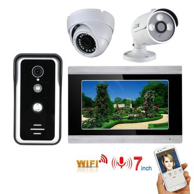 China Video Video Door Phone System WIFI TUYA Metal Intercom Home Intercom with 7 Inch and 2CH AHD Security Camera for sale