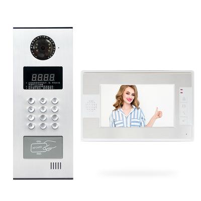 China NIGHT VISION memory card low price guaranteed quality / waterproof 7 inch color smart building system wired rfid video door phone intercom for sale