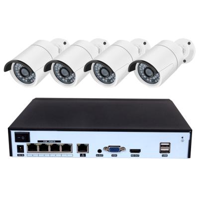 China Outdoor NIGHT VISION H.265 4CH 3.0MP POE IP Bullet Camera IR Night Vision Security CCTV Camera NVR System Kit OEM for sale