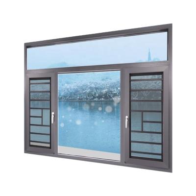 China Aluminum Casement Glazed Aluminum Folding Thermal Break Windows Tempered Glass Windows Double Screen Alwew Factory Made for sale