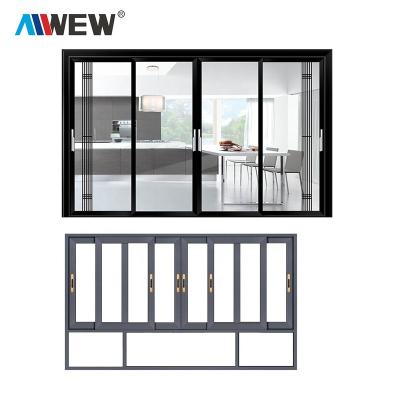 China Alwew modern minimalism high quality aluminum sliding glass doors for villa for sale