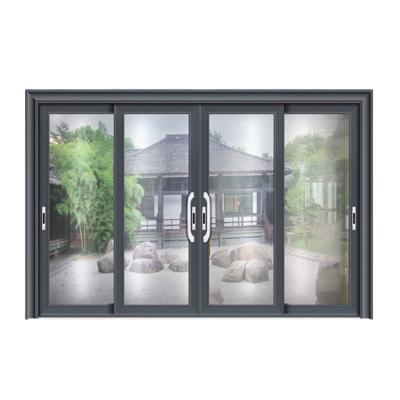 China Modern Aluminum Sliding Door Double Tempered Glass Sliding Door With Security Screen for sale