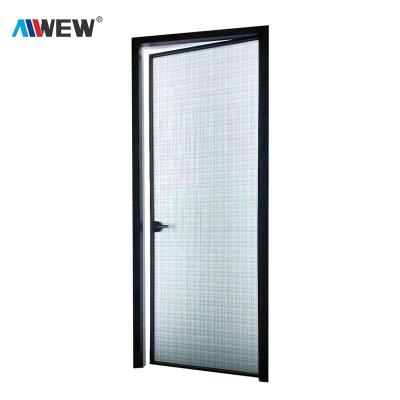 China Sound Insulation Doors Bathroom Design Glass Bedroom Aluminum Decorative Swing Interior Sliding Interior Temporary Door for sale