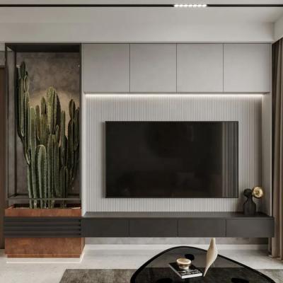 China (Other) Living Room Wall Mounted Furniture Adjustable Black And White TV Cabinet Modern Customized New Design for sale