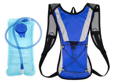 China Blue Cycling Water Backpack , 2L Hiking Backpack With Hydration Bladder for sale