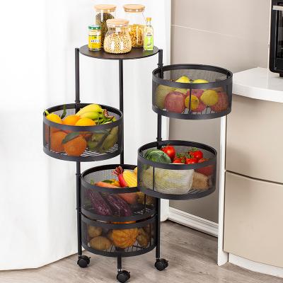 China Sustainable fruits and vegetables from the kitchen be supported receive storage multi-layer square household turns storage basket for sale