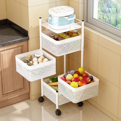 China 3 Tier Multi Layer Kitchen Sustainable Storage Shelf Organizer Kitchen Rotating Vegetable Basket for sale