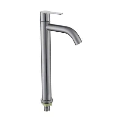 China 304 Stainless Steel Chrome Modern Tall Brushed Long Mouth Water Basin Mixing Faucet for sale