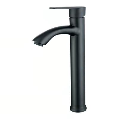 China Matt Modern Bathroom Basin Mixer Modern Luxury Black Long Mouth Tall Water Basin Faucet for sale