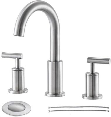 China Hot Sale Metered Faucets Basin Faucet Double Handles Three Hole Basin Faucet Bathroom 3 Hole Vanity Faucet for sale