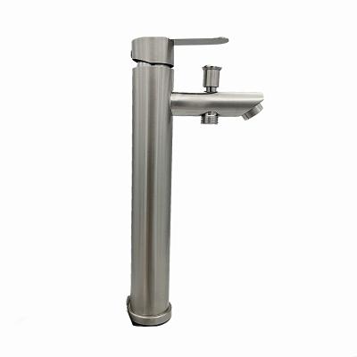 China Contemporary Stainless Steel Single Hole Hot And Cold Water Mixer Tall Basin Faucet For Bathroom for sale