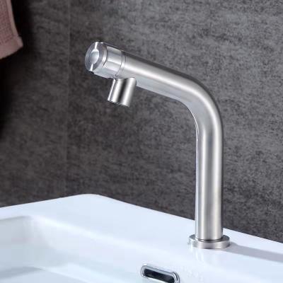 China Modern Single Cold 304 Stainless Steel Faucets Mixer Taps Basin Water Lavatory Faucet For Bathroom Hotel for sale